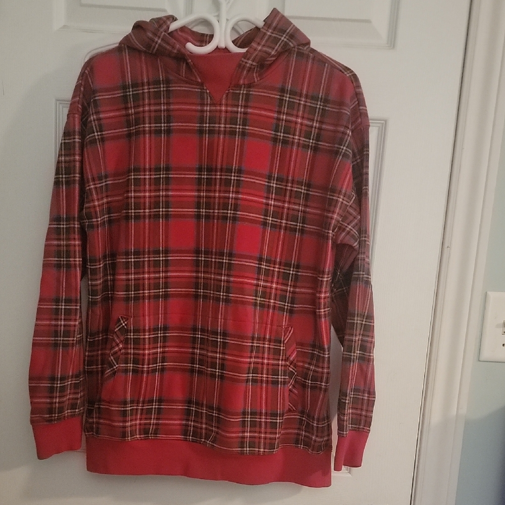 Red Plaid Men's Hoodie